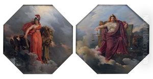 Allegorie De La Justice (+ Allegorie De La Force; Pair) by Merry-Joseph Blondel