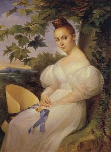 Portrait Of A Woman Seated Beneath A Tree