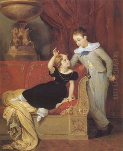 Portrait Of Two Children In An Empire Style Interior