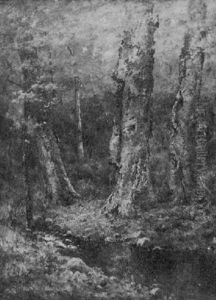 Autumnal Landscape With Trees Beside A Brook by M(orris) Seymour Bloodgood