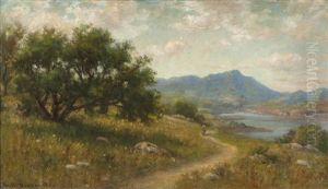 Figure Walking Through A California Landscape by Hiram Reynolds Bloomer