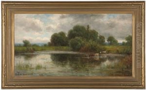 Cows And Creek, Likely Marin County by Hiram Reynolds Bloomer
