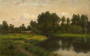 Pastoral Landscape With Cows by Hiram Reynolds Bloomer