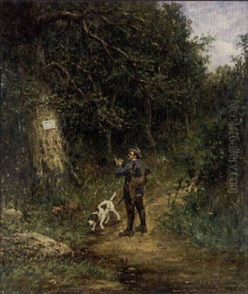 A Hunter On A Woodland Track - view 1