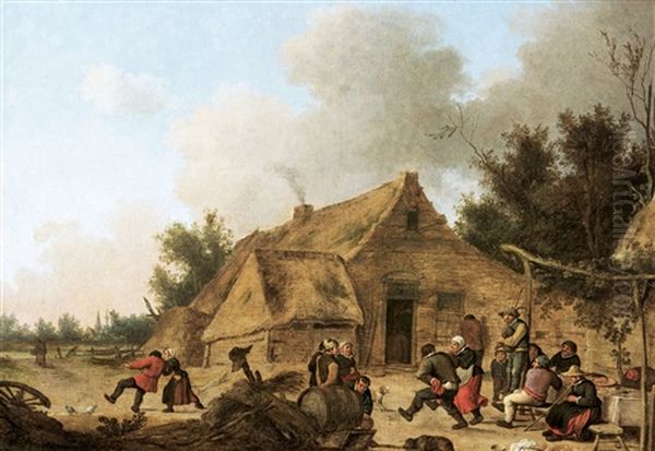 Peasants Feasting By A Farmhouse - view 1