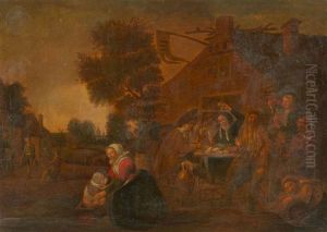 Genre Scene By A Tavern by Pieter de Bloot