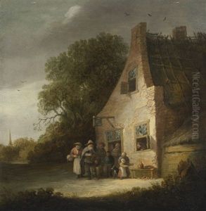 Peasants Standing At The Entrance To An Inn, Listening To A Man Playing The Hurdy-gurdy