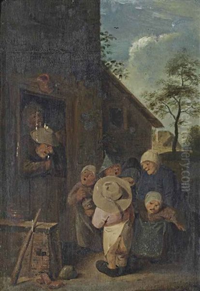 Peasants Making Music Outside An Inn In A Village - view 1