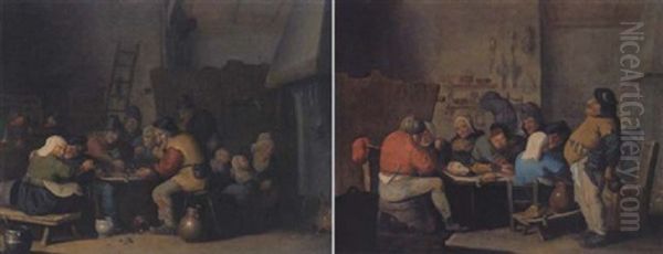 Tavern Interior With Boors Carousing And Eating Mussels - view 1