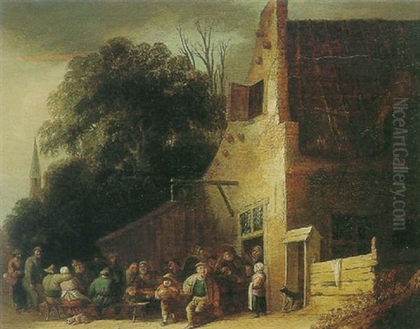 Peasants Eating And Drinking Outside A Tavern - view 1