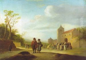 Almosenverteilung Vor Einem Landlichen Kloster by Pieter de Bloot