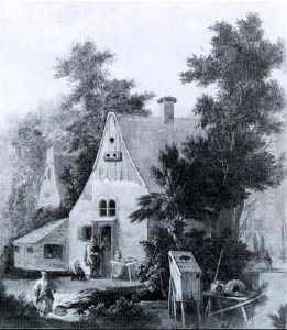 Peasants Conversing Outside A Country Inn, A Maid Collecting Water From A River by Pieter de Bloot