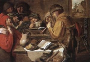 Boors In An Interior by Pieter de Bloot