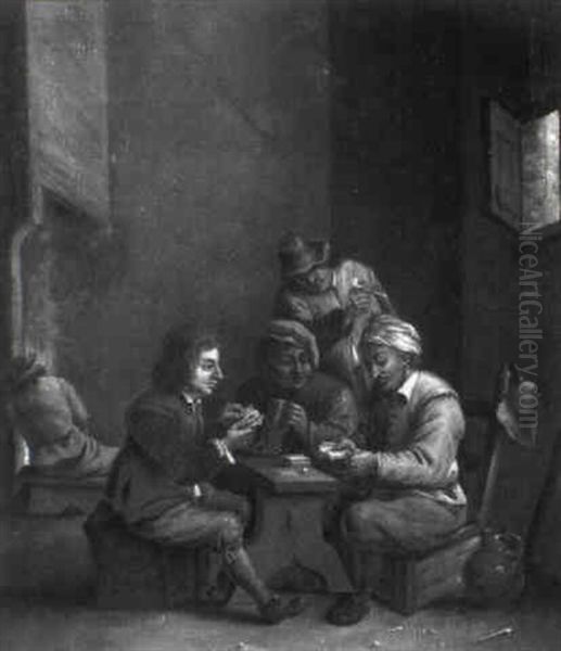 Tavern Interior With Men Playing Cards - view 1