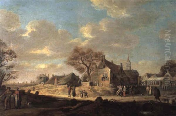 Peasants Walking Along A Village Street - view 1