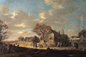 Peasants Walking Along A Village Street by Pieter de Bloot