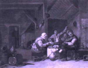 Boors Merrymaking In A Barn Interior by Pieter de Bloot