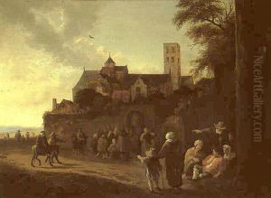 Pilgrims Outside The Walls Of The Mariakirk, Utrecht
