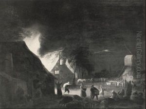 A Hamlet On Fire At Night by Pieter de Bloot