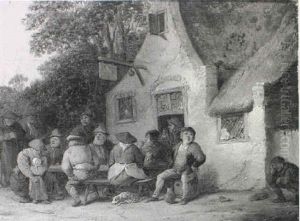 Peasants Gathered Around A Table Outside An Inn