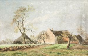 Landschaft Mit Gehoftim Fruhjahr by Gustave Albert