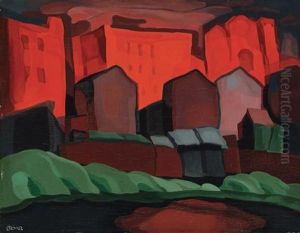 American Night-red Glare by Oscar Bluemner