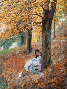 Lovers In An Autumnal Park by Oscar Bluhm