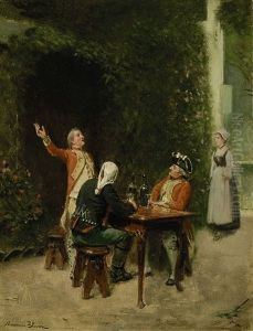 Soldaten Bei Einem Glas Wein by Maurice Blum