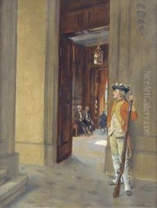 Hofische Szene Mit Gardesoldat by Maurice Blum