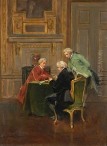 Interieur Mit Edelmannern Beim Begutachten Von Schmuckstucken by Maurice Blum