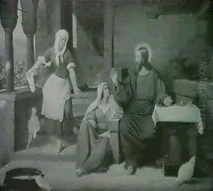 Kristus Hos Martha Og Maria. Lucas 10. Kap. Vers 39-42 by Detlev Konrad Blunck