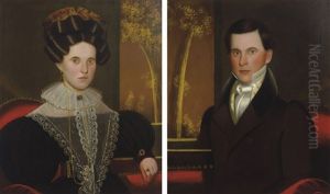 Pair Of Portraits Of A Lady And A Gentleman: Possibly Martha (coggswell) And Franklin Colburn by John Sherburne Blunt
