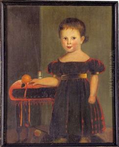 Portrait Of A Young Boy Wearing A Red Dress With Gold Sash, Sleeve Bands And Shoes Portrait Of A Young Boy Wearing A Red Dress With Gold Sash, Sleeve Bands And Shoes