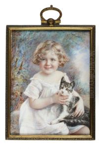 Portrait Of Young Girl With Cat by Morton H. Bly