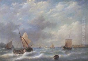 Marine: Segelboote Auf Bewegter See by Frans Jacobus van den Blyk