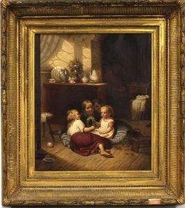 Interior With Children Tending To Sister by David Gilmour Blythe
