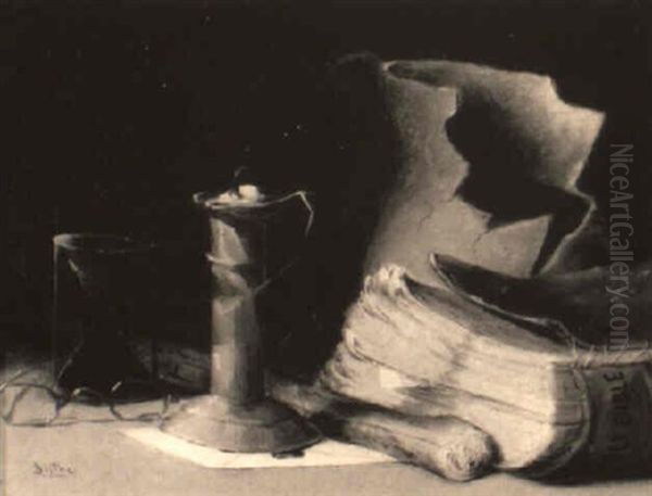 Still Life With Glasses, Candle, Broken Pitcher And Bible - view 1