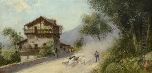 Paesaggio Montano Con Gregge E Pastore by Giacinto Bo