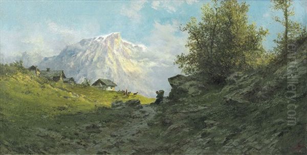 Paesaggio Montano Con Baite E Pascolo - view 1