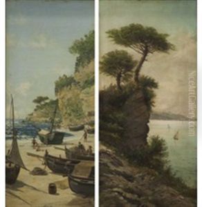 Scorci Con Marine (pair) by Giacinto Bo