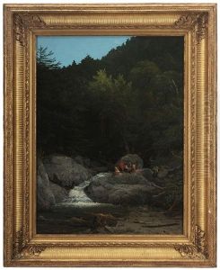 Hikers At A Waterfall by William G. Boardman