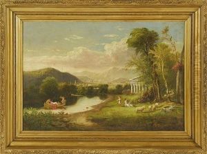 Classical Scene With Cherubs, A Temple