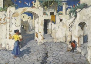 Italian Street Scene by Grigori Mikhailovich Bobrovsky