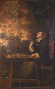 Saint Thomas D'aquin Ecrivant Sous L'inspiration Celeste