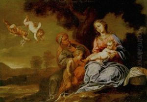 La Virgen Con El Nino, Santa Isabel Y San Juanito by Pedro Anastasio Bocanegra