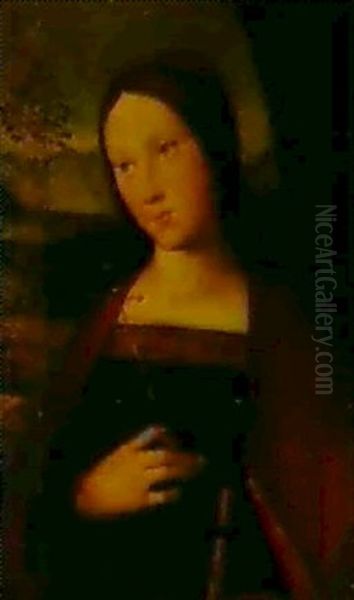 Sainte Tenant Une Croix Et Un Livre - view 1