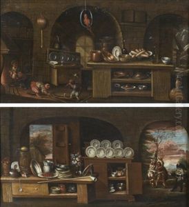 Scenes Satyriques Dans Une Cuisine (pair)
