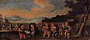 Musizierende Zwerge, Die Eine Flote Tragen, Auf Der Ein Zwerg Spielt by Faustino Bocchi