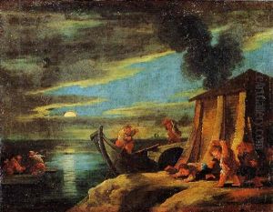L'imbarco Dei Mattini Sul Burcio Al Chiar Di Luna
