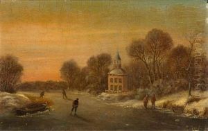 Winter Landscape With Ice Skaters